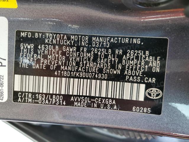 Photo 12 VIN: 4T1BD1FK9DU074930 - TOYOTA CAMRY 