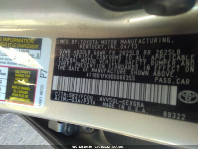 Photo 8 VIN: 4T1BD1FK9DU080355 - TOYOTA CAMRY HYBRID 