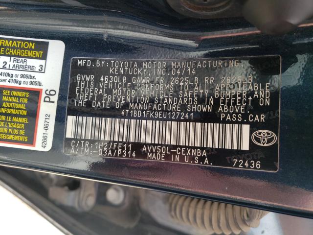 Photo 9 VIN: 4T1BD1FK9EU127241 - TOYOTA CAMRY HYBR 