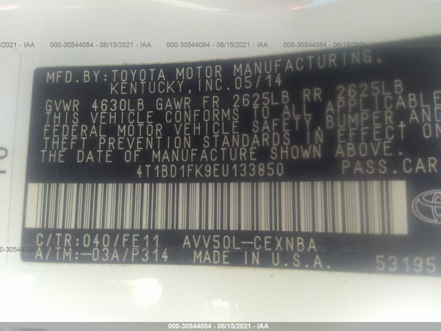 Photo 8 VIN: 4T1BD1FK9EU133850 - TOYOTA CAMRY HYBR 