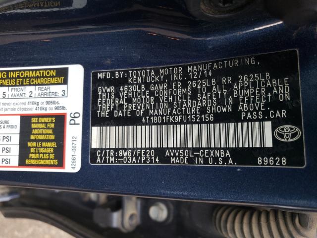 Photo 9 VIN: 4T1BD1FK9FU152156 - TOYOTA CAMRY HYBR 