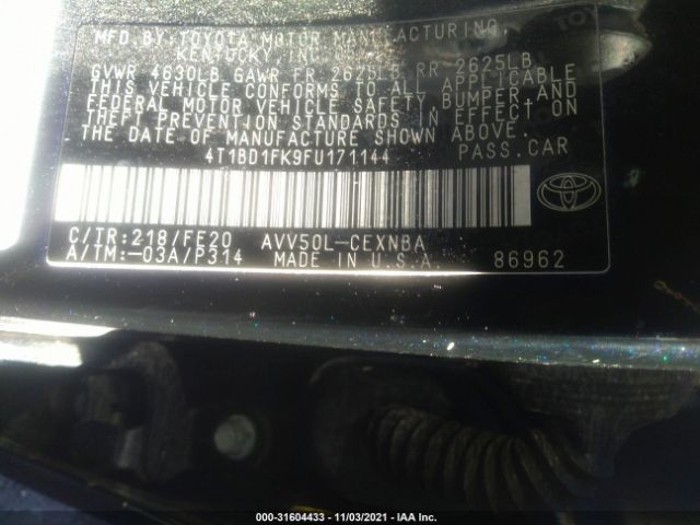 Photo 8 VIN: 4T1BD1FK9FU171144 - TOYOTA CAMRY HYBRID 