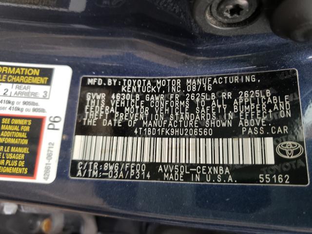 Photo 9 VIN: 4T1BD1FK9HU206560 - TOYOTA CAMRY HYBR 