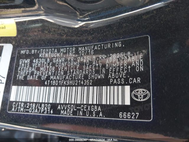 Photo 8 VIN: 4T1BD1FK9HU214352 - TOYOTA CAMRY 