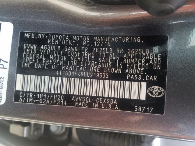 Photo 9 VIN: 4T1BD1FK9HU219633 - TOYOTA CAMRY HYBR 