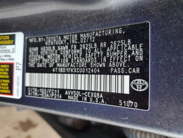 Photo 11 VIN: 4T1BD1FKXCU012404 - TOYOTA CAMRY HYBR 