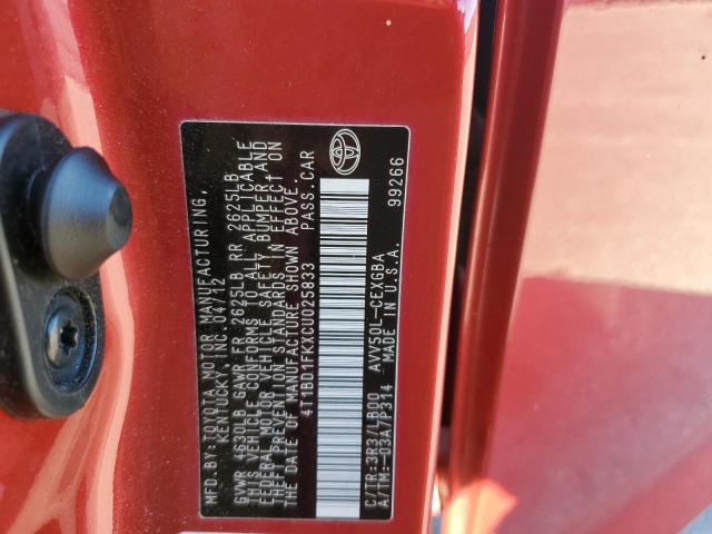 Photo 11 VIN: 4T1BD1FKXCU025833 - TOYOTA CAMRY 