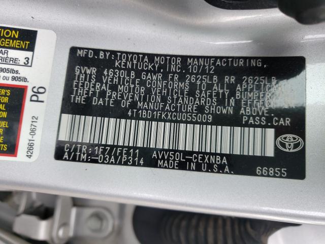 Photo 9 VIN: 4T1BD1FKXCU055009 - TOYOTA CAMRY HYBR 