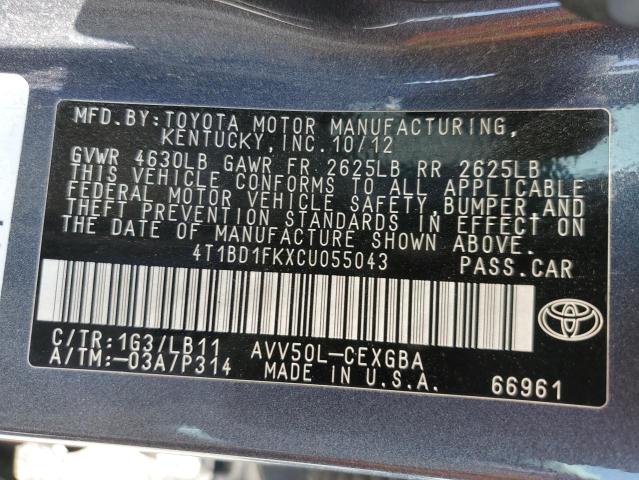 Photo 12 VIN: 4T1BD1FKXCU055043 - TOYOTA CAMRY HYBR 