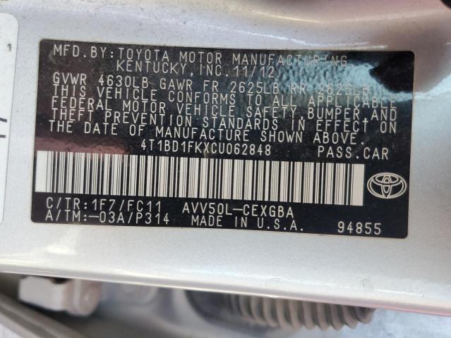 Photo 12 VIN: 4T1BD1FKXCU062848 - TOYOTA CAMRY HYBR 