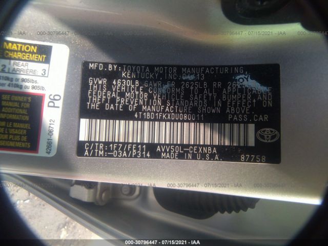 Photo 8 VIN: 4T1BD1FKXDU080011 - TOYOTA CAMRY HYBRID 