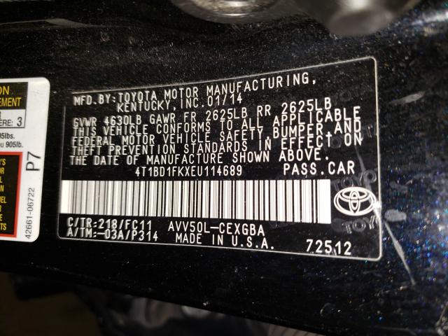 Photo 9 VIN: 4T1BD1FKXEU114689 - TOYOTA CAMRY HYBR 