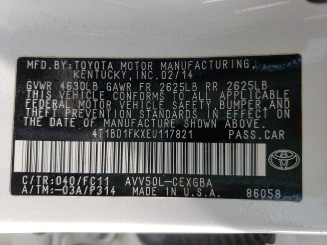 Photo 9 VIN: 4T1BD1FKXEU117821 - TOYOTA CAMRY HYBR 