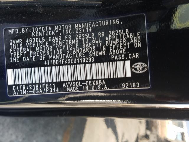 Photo 9 VIN: 4T1BD1FKXEU119293 - TOYOTA CAMRY HYBR 