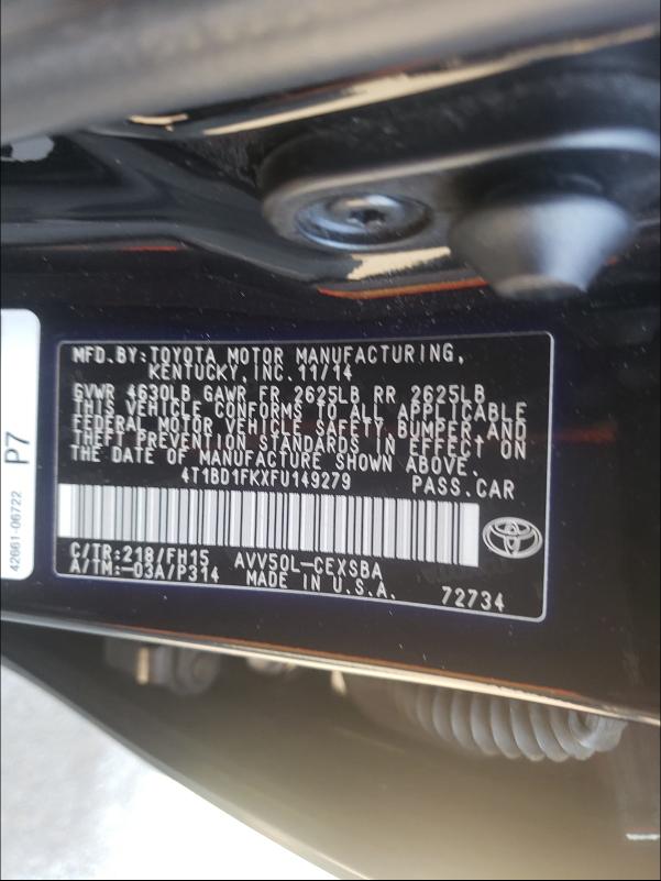 Photo 9 VIN: 4T1BD1FKXFU149279 - TOYOTA CAMRY 