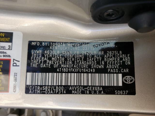 Photo 9 VIN: 4T1BD1FKXFU164249 - TOYOTA CAMRY HYBR 