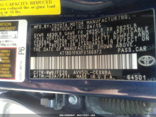 Photo 8 VIN: 4T1BD1FKXFU166972 - TOYOTA CAMRY HYBRID 