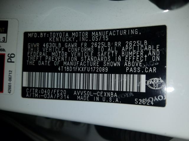 Photo 9 VIN: 4T1BD1FKXFU172089 - TOYOTA CAMRY HYBR 