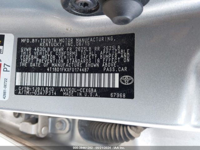 Photo 8 VIN: 4T1BD1FKXFU174487 - TOYOTA CAMRY HYBRID 