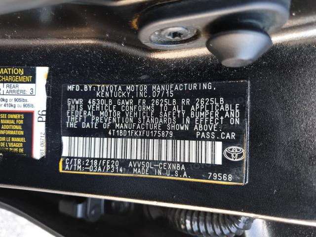 Photo 9 VIN: 4T1BD1FKXFU175879 - TOYOTA CAMRY HYBR 