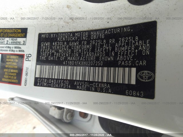 Photo 8 VIN: 4T1BD1FKXHU207250 - TOYOTA CAMRY 