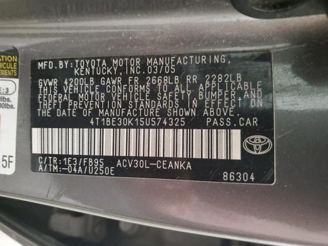 Photo 12 VIN: 4T1BE30K15U574325 - TOYOTA CAMRY LE 