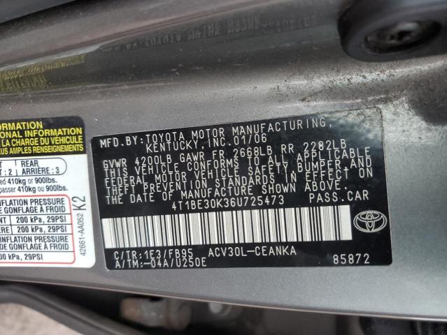 Photo 11 VIN: 4T1BE30K36U725473 - TOYOTA CAMRY 