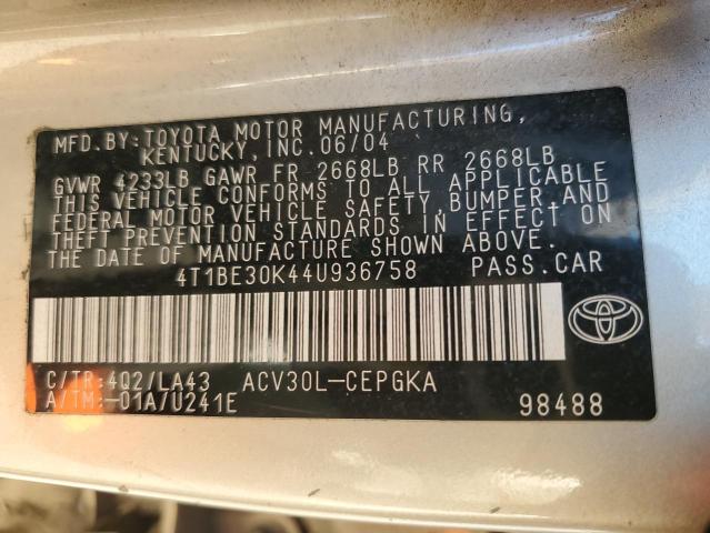 Photo 12 VIN: 4T1BE30K44U936758 - TOYOTA CAMRY 