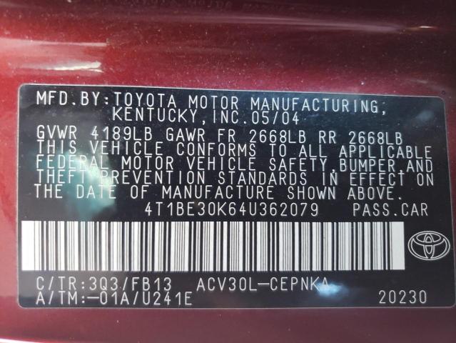 Photo 11 VIN: 4T1BE30K64U362079 - TOYOTA CAMRY LE 