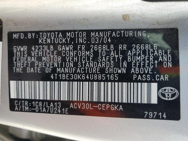 Photo 12 VIN: 4T1BE30K64U885165 - TOYOTA CAMRY LE 