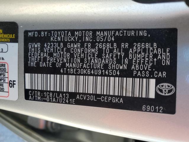 Photo 12 VIN: 4T1BE30K64U914504 - TOYOTA CAMRY LE 