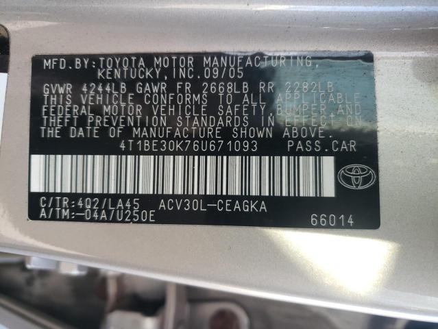 Photo 11 VIN: 4T1BE30K76U671093 - TOYOTA CAMRY LE 