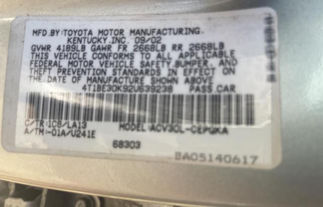 Photo 9 VIN: 4T1BE30K92U639238 - TOYOTA CAMRY LE 