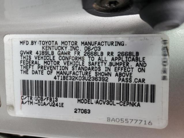 Photo 11 VIN: 4T1BE32K03U236392 - TOYOTA CAMRY 