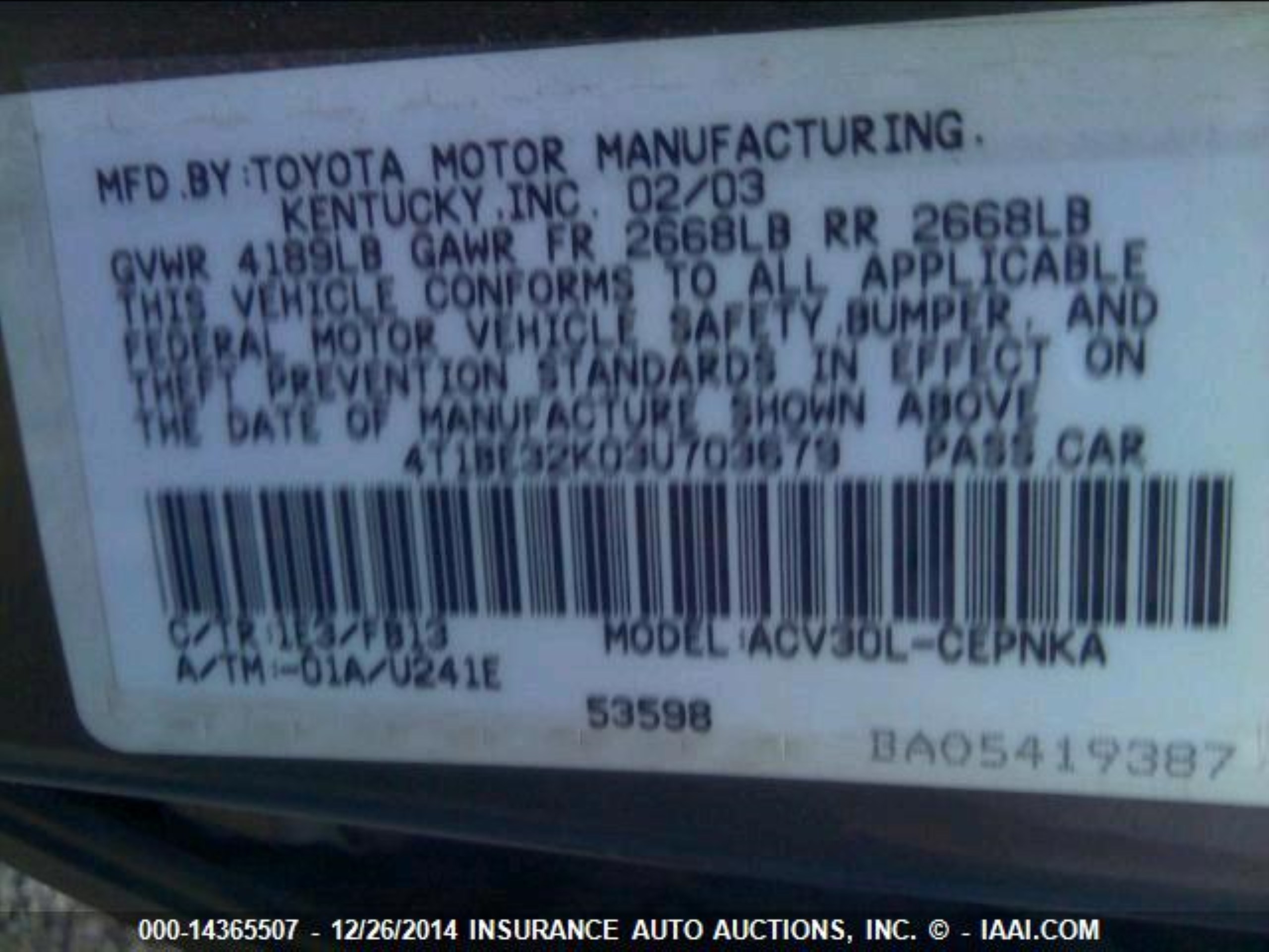 Photo 8 VIN: 4T1BE32K03U703679 - TOYOTA CAMRY 