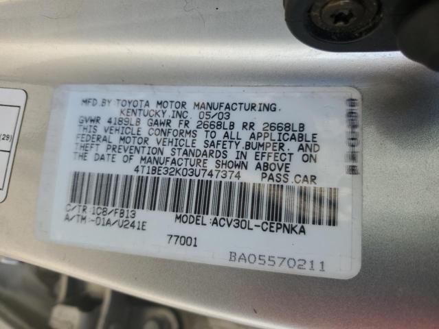 Photo 11 VIN: 4T1BE32K03U747374 - TOYOTA CAMRY 