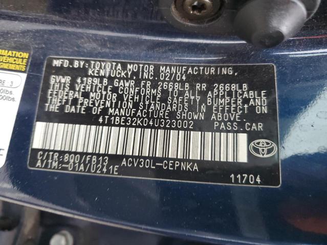 Photo 11 VIN: 4T1BE32K04U323002 - TOYOTA CAMRY LE 