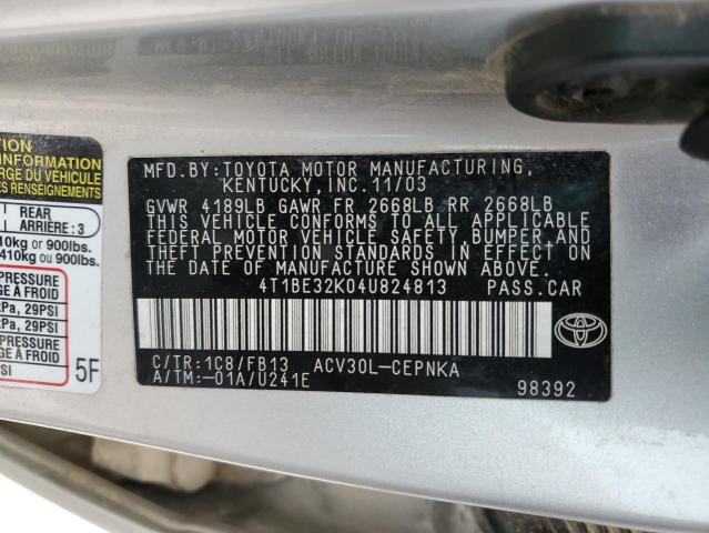 Photo 11 VIN: 4T1BE32K04U824813 - TOYOTA CAMRY LE 