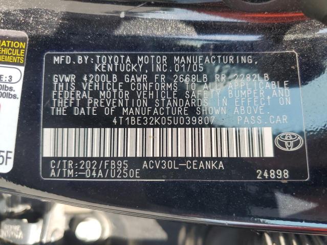 Photo 11 VIN: 4T1BE32K05U039807 - TOYOTA CAMRY 