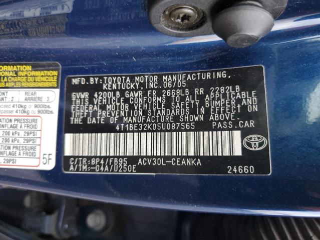 Photo 11 VIN: 4T1BE32K05U087565 - TOYOTA CAMRY 