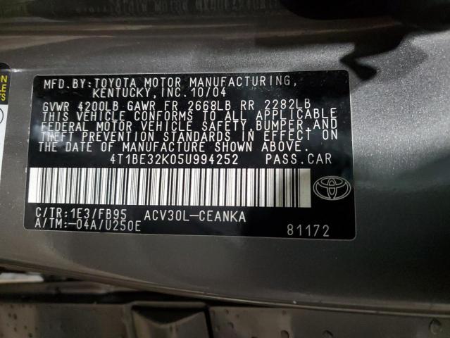 Photo 11 VIN: 4T1BE32K05U994252 - TOYOTA CAMRY 