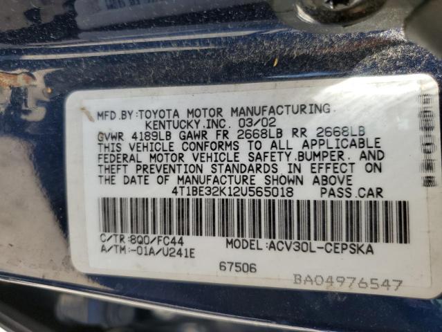 Photo 11 VIN: 4T1BE32K12U565018 - TOYOTA CAMRY 