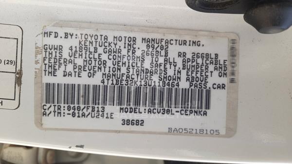 Photo 2 VIN: 4T1BE32K13U118464 - TOYOTA CAMRY 