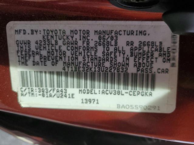 Photo 11 VIN: 4T1BE32K13U227832 - TOYOTA CAMRY LE 