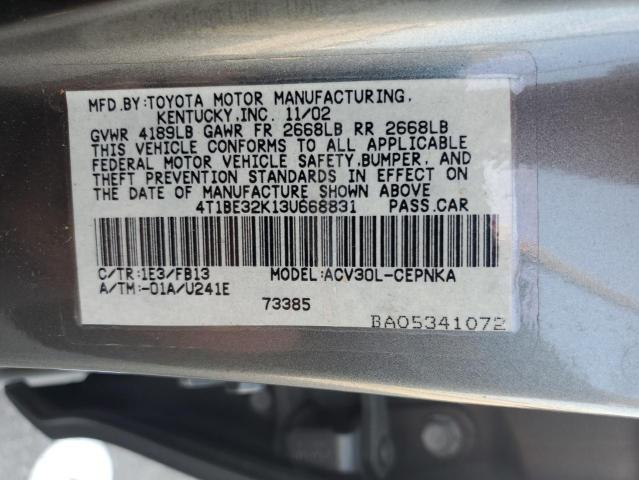 Photo 11 VIN: 4T1BE32K13U668831 - TOYOTA CAMRY LE 