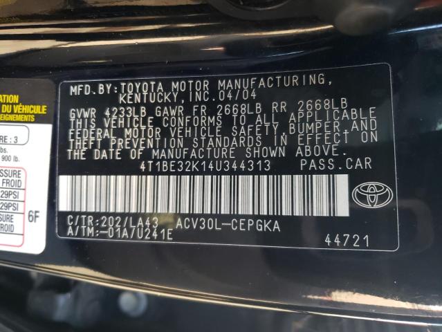 Photo 11 VIN: 4T1BE32K14U344313 - TOYOTA CAMRY LE 