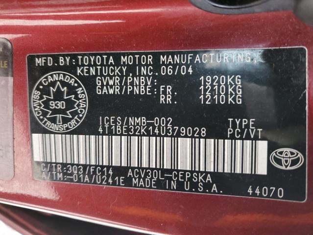 Photo 11 VIN: 4T1BE32K14U379028 - TOYOTA CAMRY 