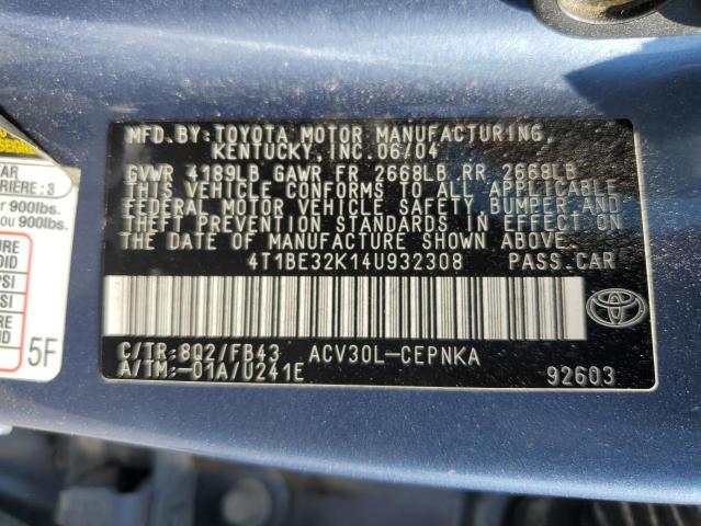 Photo 12 VIN: 4T1BE32K14U932308 - TOYOTA CAMRY 