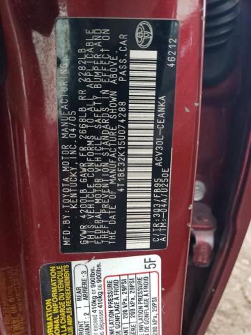 Photo 11 VIN: 4T1BE32K15U074288 - TOYOTA CAMRY 