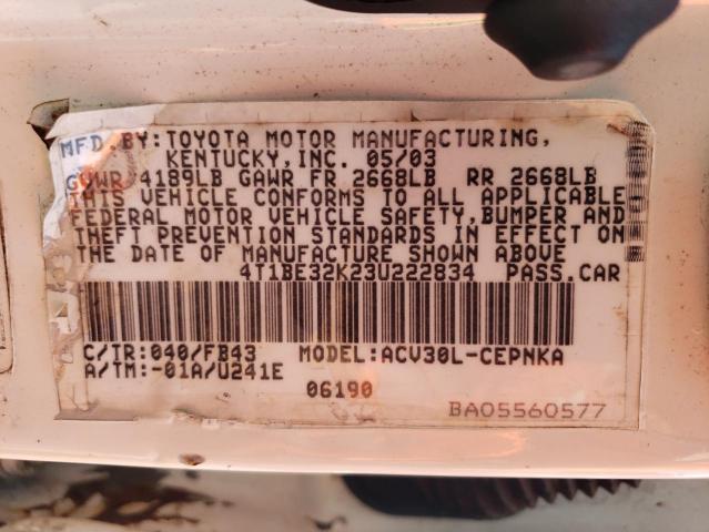 Photo 11 VIN: 4T1BE32K23U222834 - TOYOTA CAMRY 